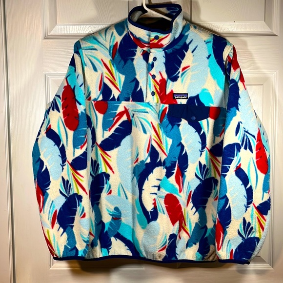 EXC Patagonia 2016 Synchilla Fleece Snap-T Feather Dance Channel Blue Women’s XL - Picture 1 of 16